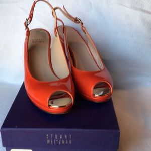 Stuart Weitzman size 9 Poppy red slingback shoes.